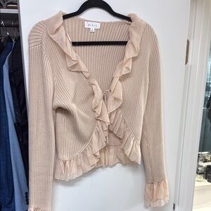 Beige Ruffled Cardigan
